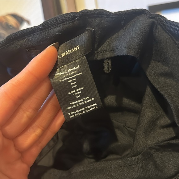 ISABEL MARANT EUC Tyrone Tyrony Black White Logo Icon Baseball Cap Dad Hat - Picture 7 of 7